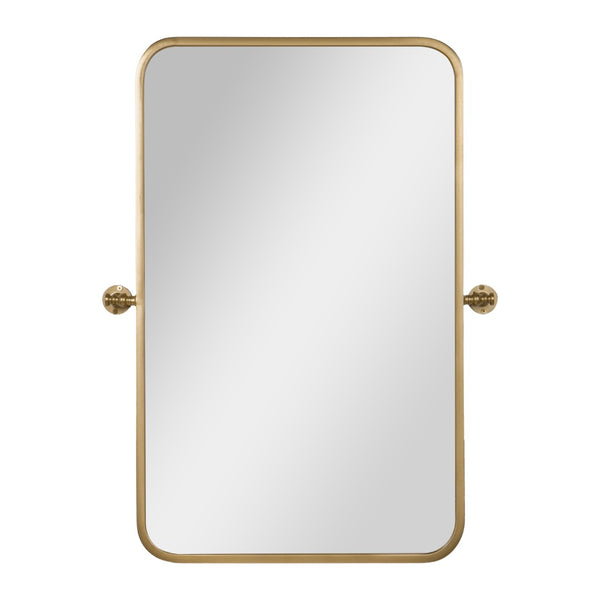 English Elm Finlay 35" x 27" Metal Pivot Wall Mirror - Stylish Tilted Accent for Modern Bathroom Decor Upgrade Gold 26.75"W x 34.75"L HMHD-FM24C0056-GLD-GG