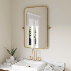 English Elm Finlay 35" x 27" Metal Pivot Wall Mirror - Stylish Tilted Accent for Modern Bathroom Decor Upgrade Gold 26.75"W x 34.75"L HMHD-FM24C0056-GLD-GG