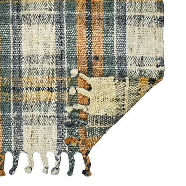 Hampton Hand-woven Jute Flatweave Area Rug Farmhouse Plaid Pattern for Home and Kitchen