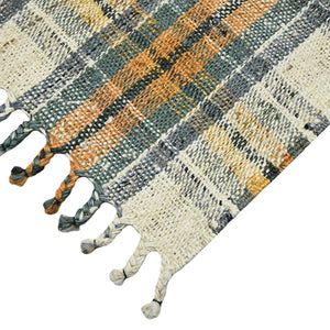 Hampton Hand-woven Jute Flatweave Area Rug Farmhouse Plaid Pattern for Home and Kitchen