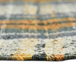 Hampton Hand-woven Jute Flatweave Area Rug Farmhouse Plaid Pattern for Home and Kitchen