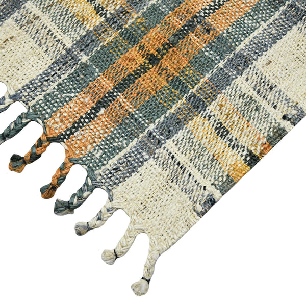 Hampton Hand-woven Jute Flatweave Area Rug Farmhouse Plaid Pattern for Home and Kitchen
