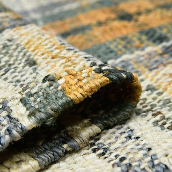 Hampton Hand-woven Jute Flatweave Area Rug Farmhouse Plaid Pattern for Home and Kitchen