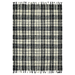 AMER Rugs Hampton Hand-woven Jute Flatweave Plaid Area Rug with Knotted Fringe for Farmhouse Interiors 2' x 3' HMP20203