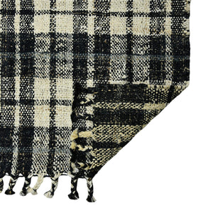 Hampton Hand-woven Jute Flatweave Plaid Area Rug with Knotted Fringe for Farmhouse Interiors