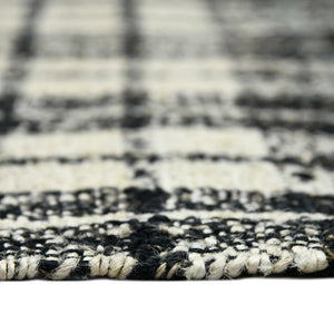 Hampton Hand-woven Jute Flatweave Plaid Area Rug with Knotted Fringe for Farmhouse Interiors
