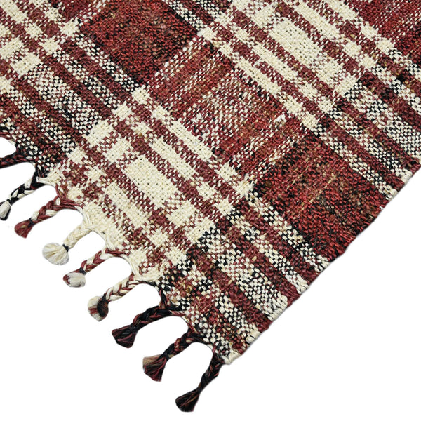 Hampton Hand-woven Jute Flatweave Area Rug Rustic Plaid for Farmhouse Living Spaces