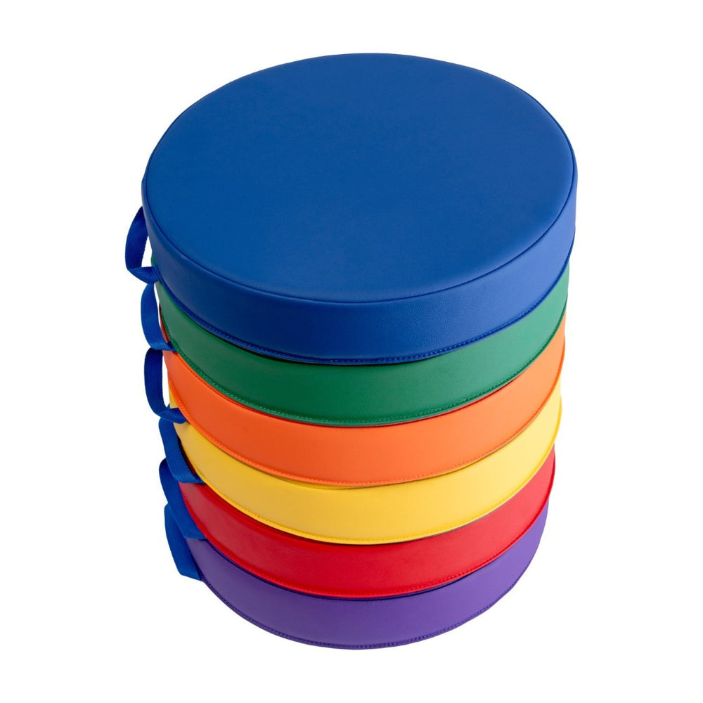 English Elm Kylie 6 Piece Round Floor Cushions for Kids - Durable, Colorful, Lightweight, Easy-Clean Seating! HN-12301-ASST-GG