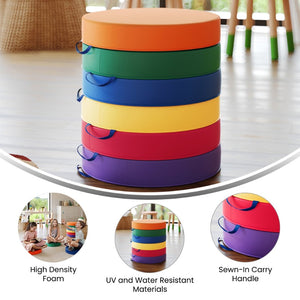 English Elm Kylie 6 Piece Round Floor Cushions for Kids - Durable, Colorful, Lightweight, Easy-Clean Seating! HN-12301-ASST-GG