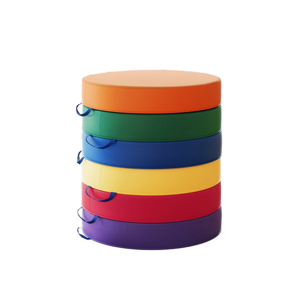English Elm Kylie 6 Piece Round Floor Cushions for Kids - Durable, Colorful, Lightweight, Easy-Clean Seating! HN-12301-ASST-GG