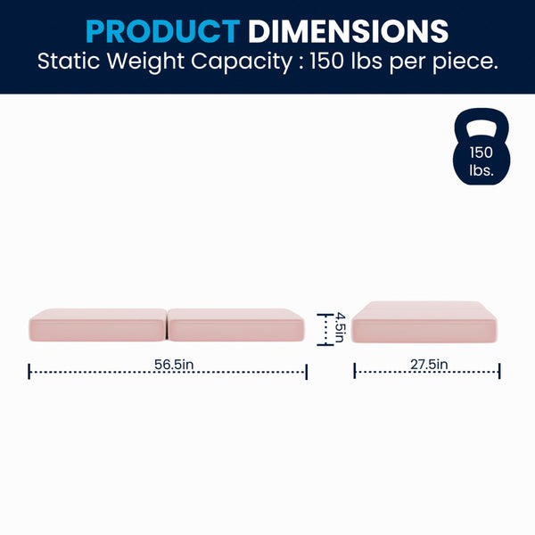 English Elm Marlowe 56" Modular Kids Play Couch - Creative Soft Foam Sofa for Imaginative Play and Comfort Blush HN-23112-BLSH-GG