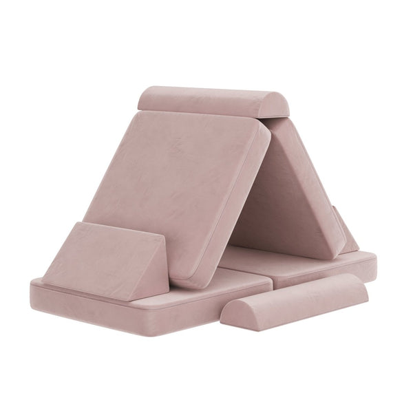 English Elm Marlowe 56" Modular Kids Play Couch - Creative Soft Foam Sofa for Imaginative Play and Comfort Blush HN-23112-BLSH-GG