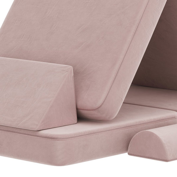 English Elm Marlowe 56" Modular Kids Play Couch - Creative Soft Foam Sofa for Imaginative Play and Comfort Blush HN-23112-BLSH-GG