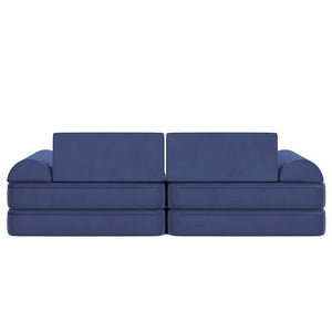 English Elm Marlowe 56" Modular Kids Play Couch - Creative Soft Foam Sofa for Imaginative Play and Comfort Blue HN-23112-BLU-GG