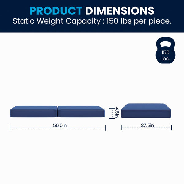 English Elm Marlowe 56" Modular Kids Play Couch - Creative Soft Foam Sofa for Imaginative Play and Comfort Blue HN-23112-BLU-GG