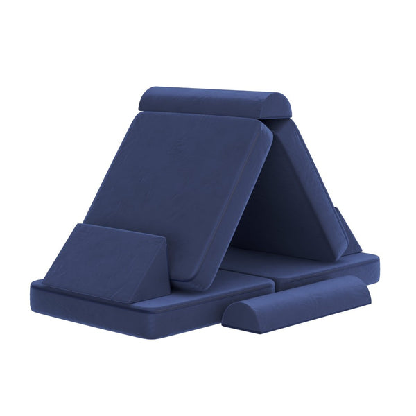 English Elm Marlowe 56" Modular Kids Play Couch - Creative Soft Foam Sofa for Imaginative Play and Comfort Blue HN-23112-BLU-GG