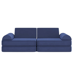 English Elm Marlowe 56" Modular Kids Play Couch - Creative Soft Foam Sofa for Imaginative Play and Comfort Blue HN-23112-BLU-GG
