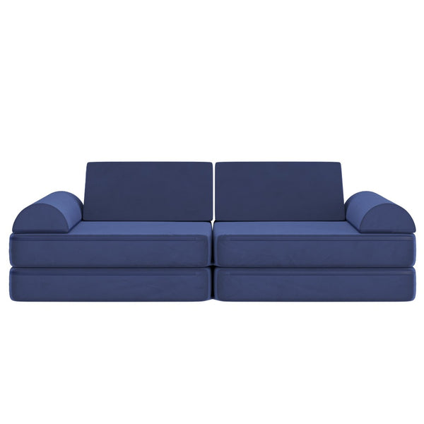 English Elm Marlowe 56" Modular Kids Play Couch - Creative Soft Foam Sofa for Imaginative Play and Comfort Blue HN-23112-BLU-GG