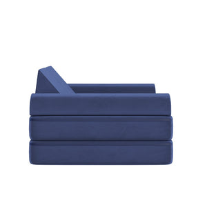 English Elm Marlowe 56" Modular Kids Play Couch - Creative Soft Foam Sofa for Imaginative Play and Comfort Blue HN-23112-BLU-GG