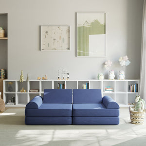 English Elm Marlowe 56" Modular Kids Play Couch - Creative Soft Foam Sofa for Imaginative Play and Comfort Blue HN-23112-BLU-GG