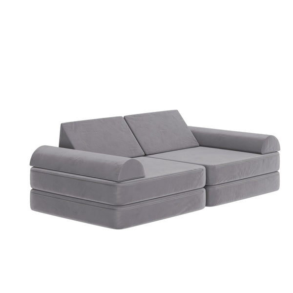 English Elm Marlowe 56" Modular Kids Play Couch - Creative Soft Foam Sofa for Imaginative Play and Comfort Gray HN-23112-GRY-GG