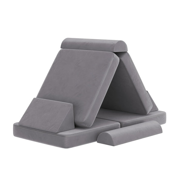 English Elm Marlowe 56" Modular Kids Play Couch - Creative Soft Foam Sofa for Imaginative Play and Comfort Gray HN-23112-GRY-GG