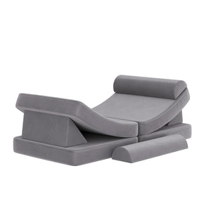 English Elm Marlowe 56" Modular Kids Play Couch - Creative Soft Foam Sofa for Imaginative Play and Comfort Gray HN-23112-GRY-GG