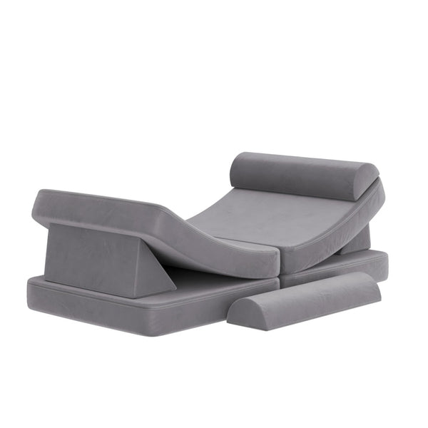 English Elm Marlowe 56" Modular Kids Play Couch - Creative Soft Foam Sofa for Imaginative Play and Comfort Gray HN-23112-GRY-GG