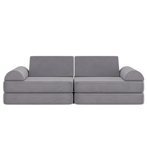 English Elm Marlowe 56" Modular Kids Play Couch - Creative Soft Foam Sofa for Imaginative Play and Comfort Gray HN-23112-GRY-GG