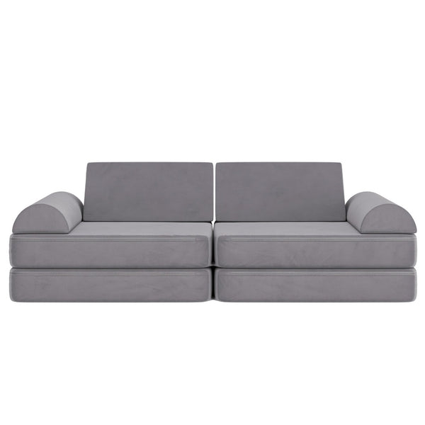 English Elm Marlowe 56" Modular Kids Play Couch - Creative Soft Foam Sofa for Imaginative Play and Comfort Gray HN-23112-GRY-GG