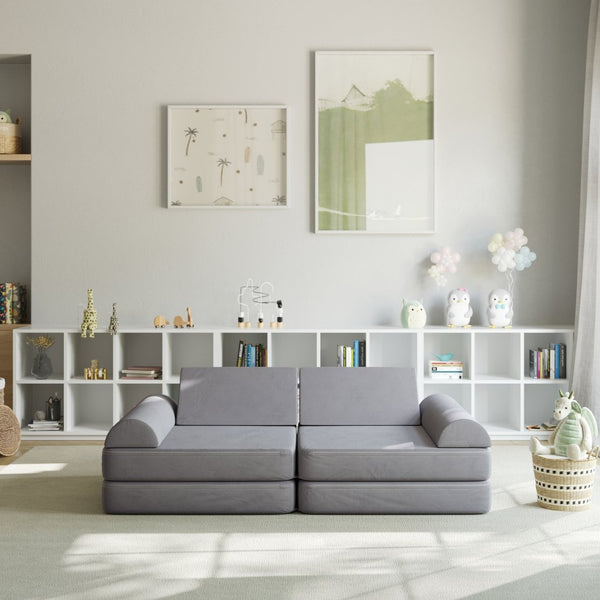 English Elm Marlowe 56" Modular Kids Play Couch - Creative Soft Foam Sofa for Imaginative Play and Comfort Gray HN-23112-GRY-GG
