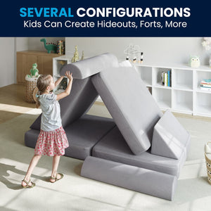 English Elm Marlowe 56" Modular Kids Play Couch - Creative Soft Foam Sofa for Imaginative Play and Comfort Gray HN-23112-GRY-GG