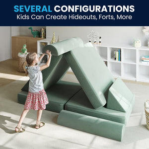 English Elm Marlowe 56" Modular Kids Play Couch - Creative Soft Foam Sofa for Imaginative Play and Comfort Sage HN-23112-SGE-GG
