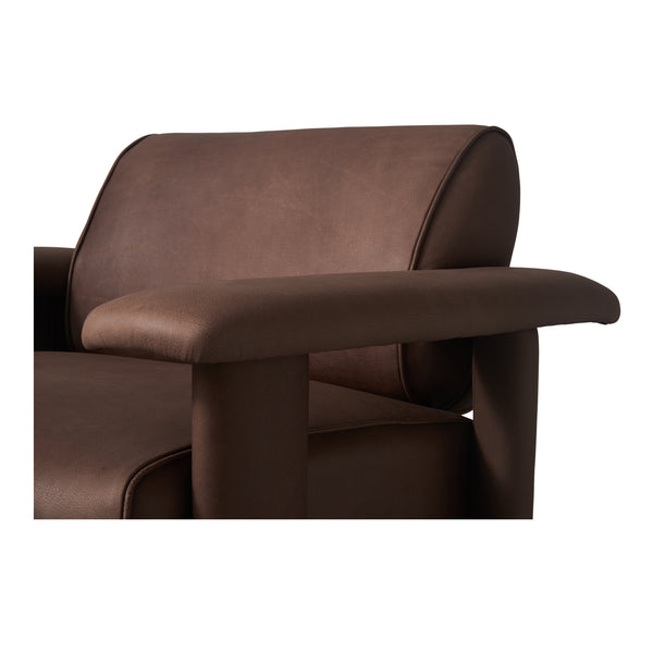 Moe's Home Marcello Lounge Chair - Exquisite Full-aniline Leather Craftsmanship For Luxurious Comfort & Style Brown Full Aniline Leather,Foam And Fiber Seat And Back Ho-1000-20