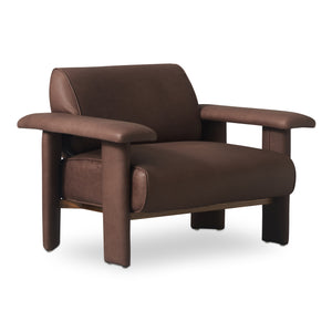Moe's Home Marcello Lounge Chair - Exquisite Full-aniline Leather Craftsmanship For Luxurious Comfort & Style Brown Full Aniline Leather,Foam And Fiber Seat And Back Ho-1000-20