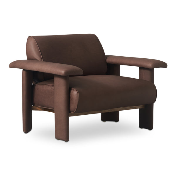 Moe's Home Marcello Lounge Chair - Exquisite Full-aniline Leather Craftsmanship For Luxurious Comfort & Style Brown Full Aniline Leather,Foam And Fiber Seat And Back Ho-1000-20