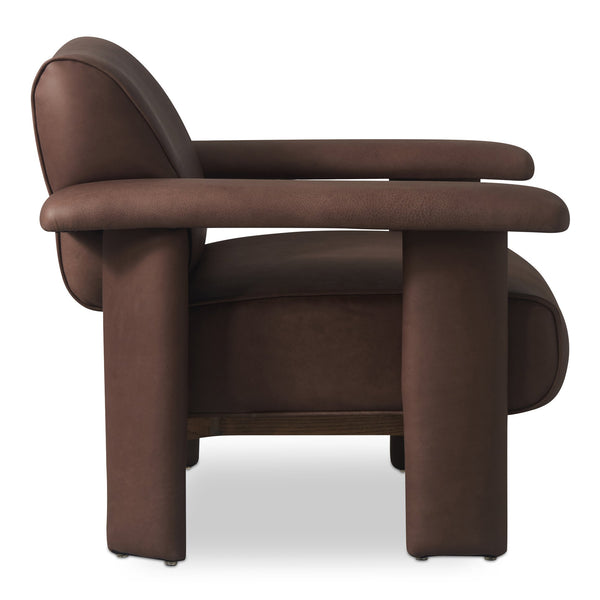 Moe's Home Marcello Lounge Chair - Exquisite Full-aniline Leather Craftsmanship For Luxurious Comfort & Style Brown Full Aniline Leather,Foam And Fiber Seat And Back Ho-1000-20