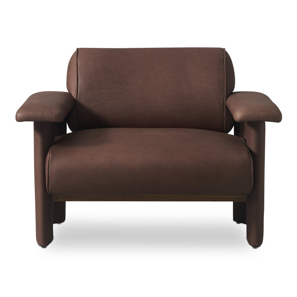 Moe's Home Marcello Lounge Chair - Exquisite Full-aniline Leather Craftsmanship For Luxurious Comfort & Style Brown Full Aniline Leather,Foam And Fiber Seat And Back Ho-1000-20