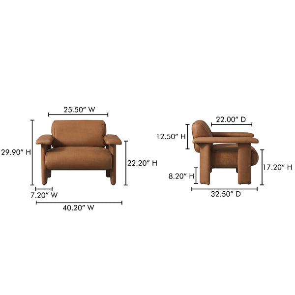 Moe's Home Marcello Lounge Chair - Exquisite Full-aniline Leather Craftsmanship For Luxurious Comfort & Style Brown Full Aniline Leather,Foam And Fiber Seat And Back Ho-1000-40
