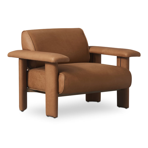Moe's Home Marcello Lounge Chair - Exquisite Full-aniline Leather Craftsmanship For Luxurious Comfort & Style Brown Full Aniline Leather,Foam And Fiber Seat And Back Ho-1000-40