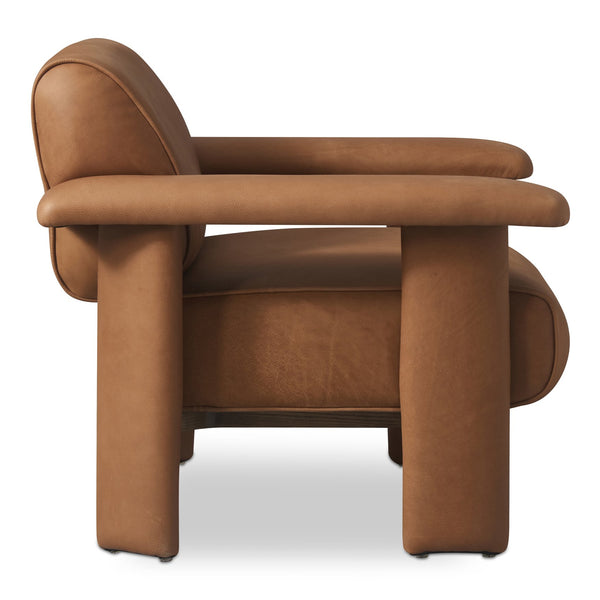 Moe's Home Marcello Lounge Chair - Exquisite Full-aniline Leather Craftsmanship For Luxurious Comfort & Style Brown Full Aniline Leather,Foam And Fiber Seat And Back Ho-1000-40