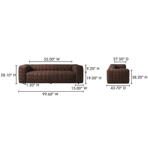Moe's Home Callan Sofa - Luxurious Aniline Leather With Modern Design, Plush Comfort, And Superior Craftsmanship Brown Full Aniline Leather,Foam And Fiber Seat And Back Ho-1001-20