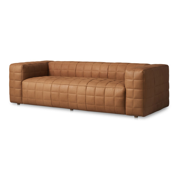 Moe's Home Callan Sofa - Luxurious Aniline Leather With Modern Design, Plush Comfort, And Superior Craftsmanship Brown Full Aniline Leather,Foam And Fiber Seat And Back Ho-1001-40