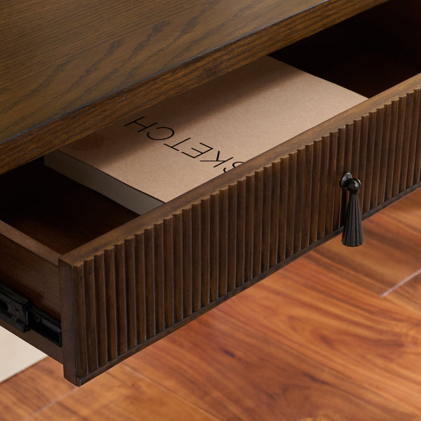 Safavieh Amila Compact Writing Desk With Single Drawer Oak Veneer And Rubberwood Legs For Home Office HO0150