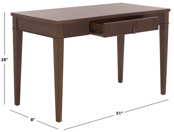 Safavieh Amila Compact Writing Desk With Single Drawer Oak Veneer And Rubberwood Legs For Home Office HO0150