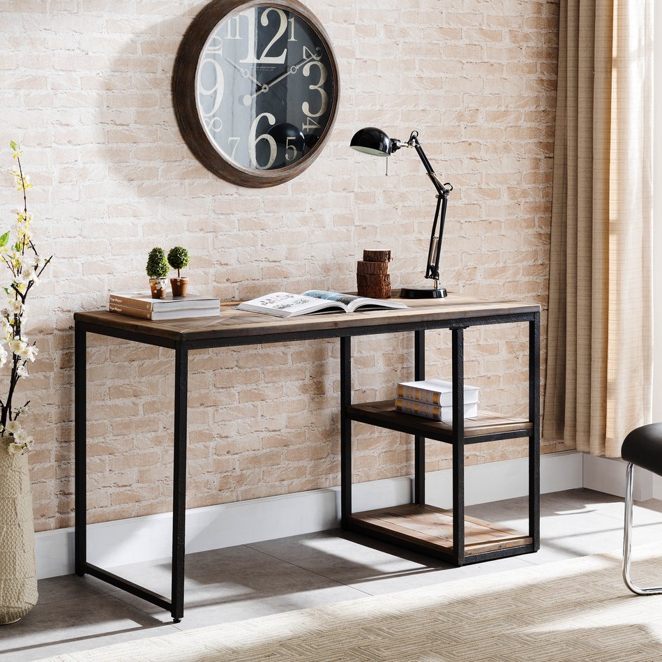 Safavieh Garviston Reclaimed Fir Writing Desk With Iron Frame For Industrial Home Office Use HO0616