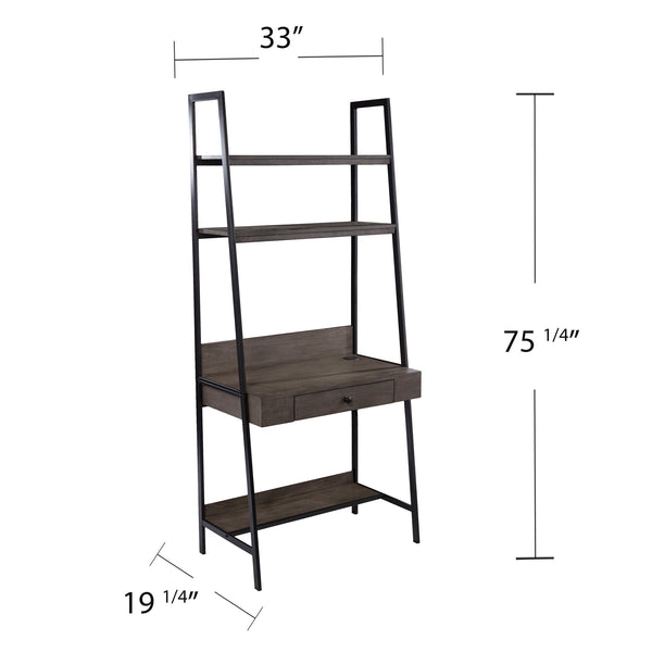 Safavieh Lizvan Industrial Ladder Desk With Qi Charging Shelves And Drawer For Small Spaces HO1133637
