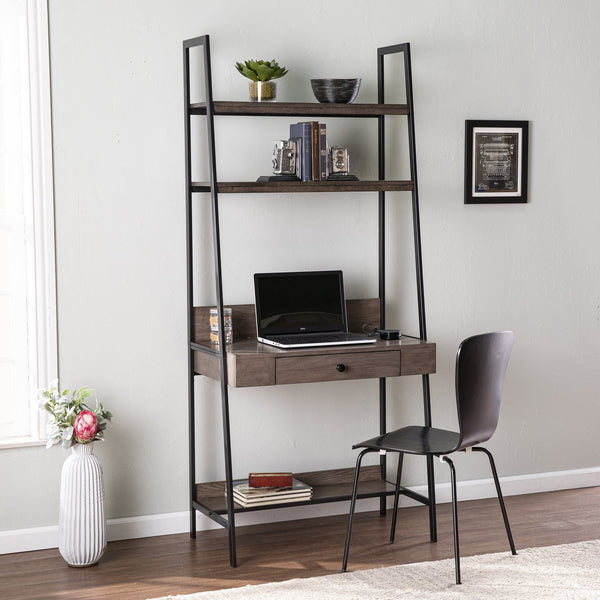 Safavieh Lizvan Industrial Ladder Desk With Qi Charging Shelves And Drawer For Small Spaces HO1133637
