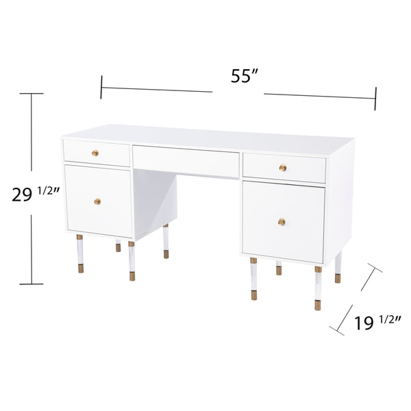 Safavieh Holly Martin Helston Writing Desk With Gold Hardware Acrylic Legs For Modern Home Office HO1153137