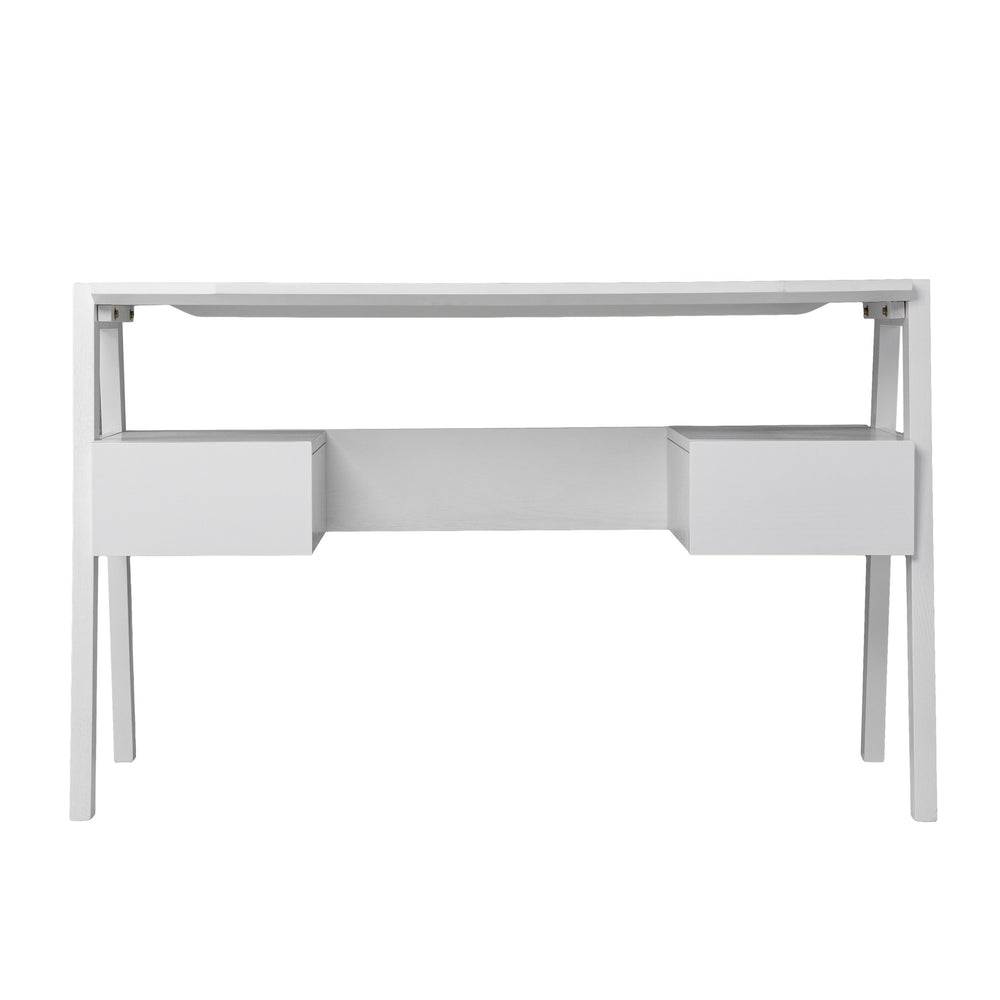 Safavieh Clyden Midcentury A-Frame Writing Desk With Two Drawers Oak Veneer Home Office HO1153237